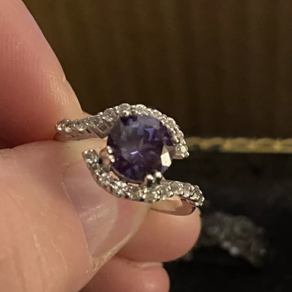 Brand New BBJ Sterling Silver Amethyst CZ Ring - Size 7